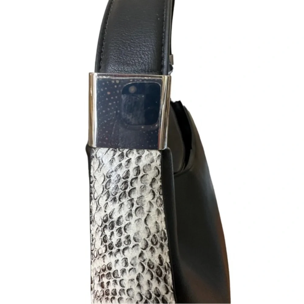 ALFANI Faux Leather Bangle‎ Hobo Shoulder Bag Black & Snake Print NWT